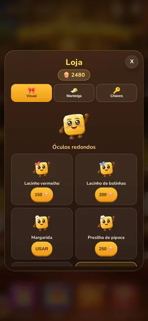 Loja do jogo com itens cosméticos